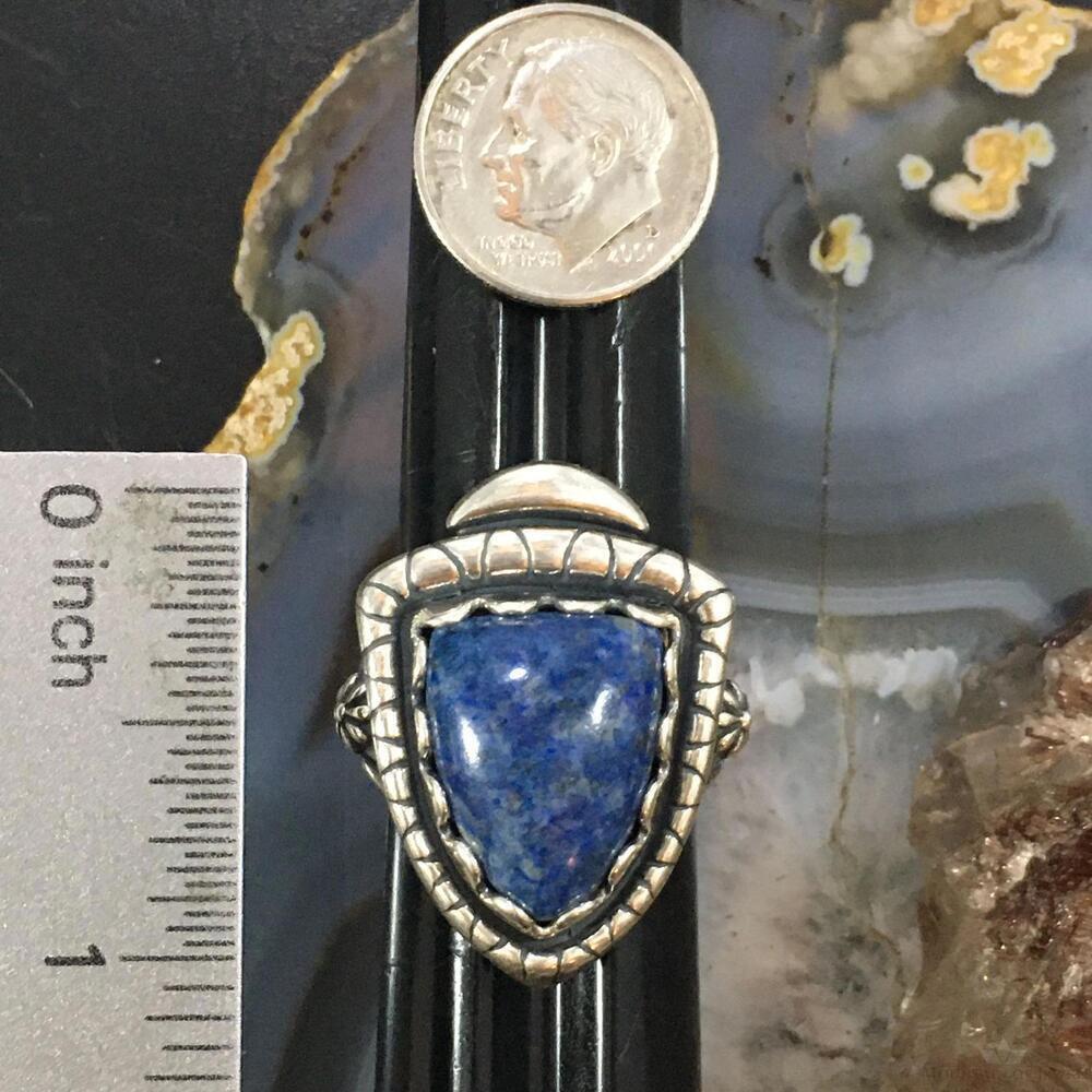 Carolyn Pollack Southwestern Style Sterling Shield Denim Lapis Ring For Women - Picture 9 of 10
